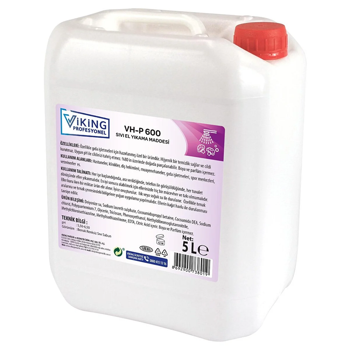 VH-P 600 SIVI EL YIKAMA MADDESİ 5 L