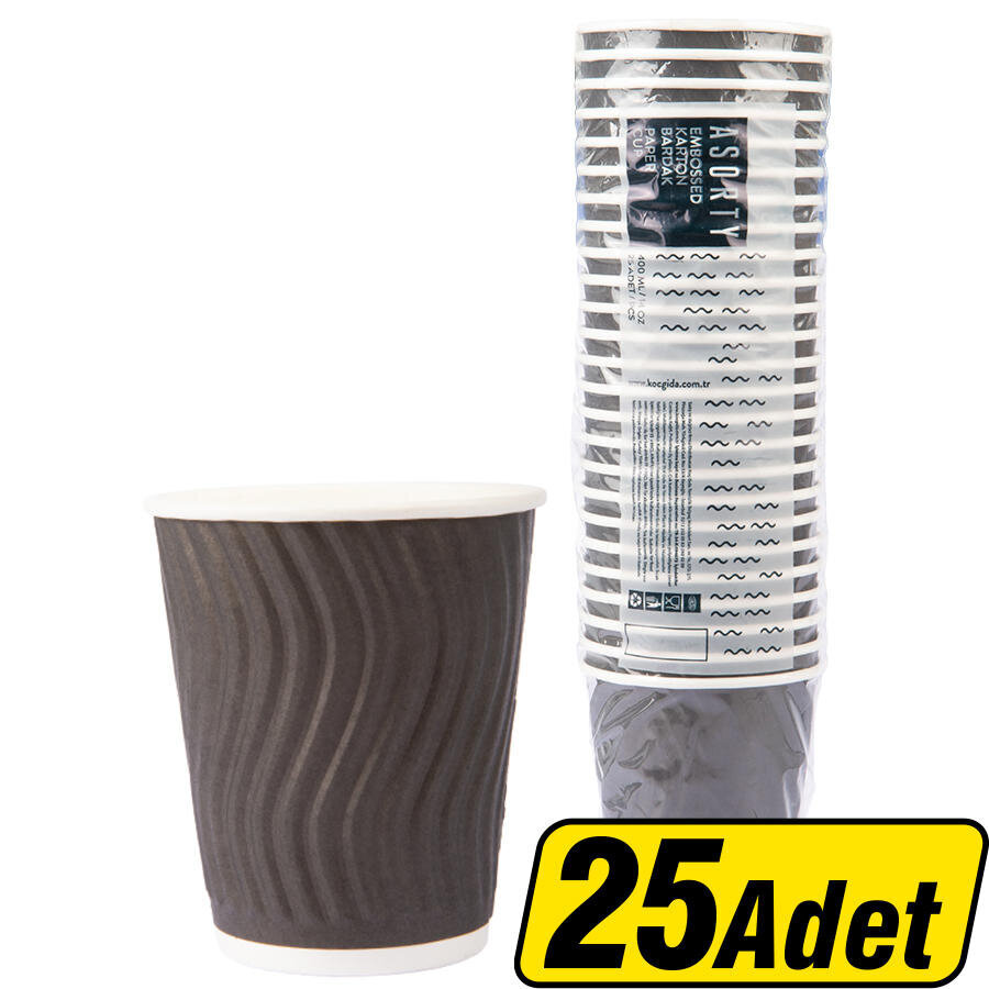 Asorty Embossed Karton Bardak 14 oz 25'li Paket
