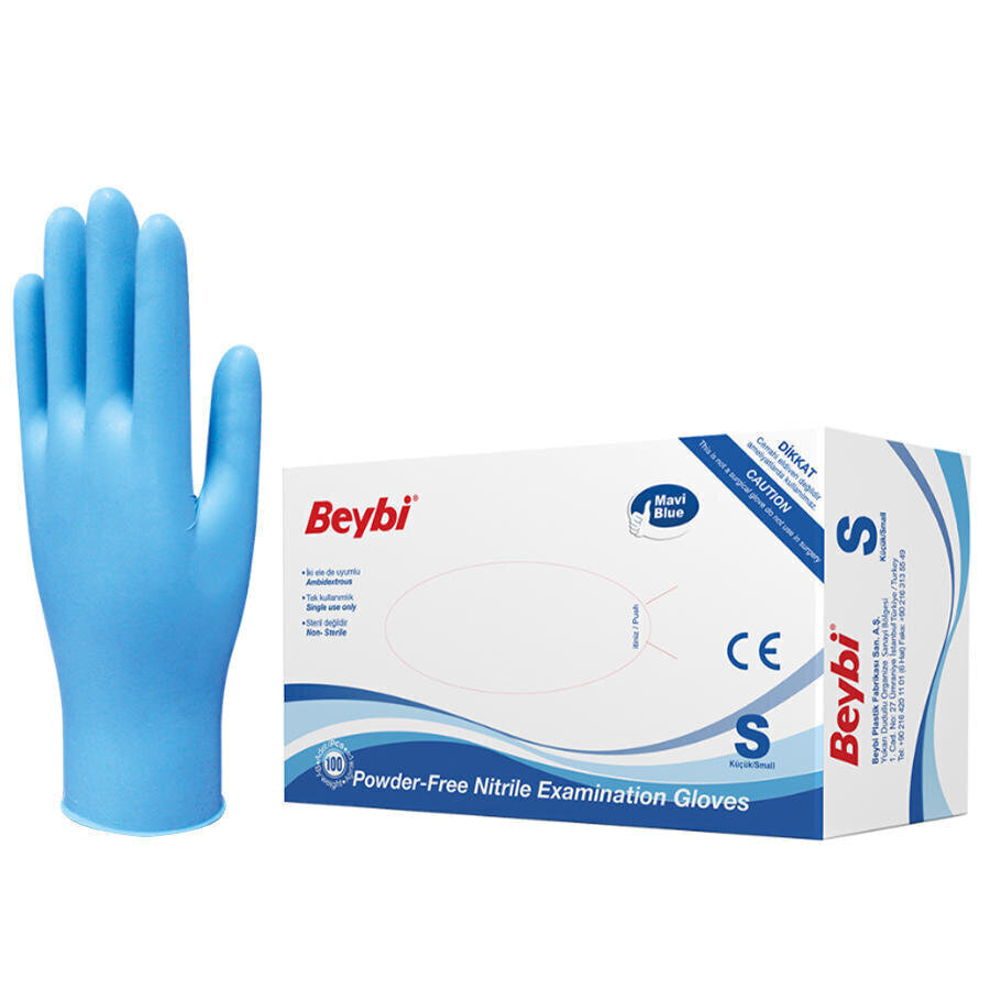 Beybi Nitril Muayene Eldiveni Pudrasız Small 100'lü Paket