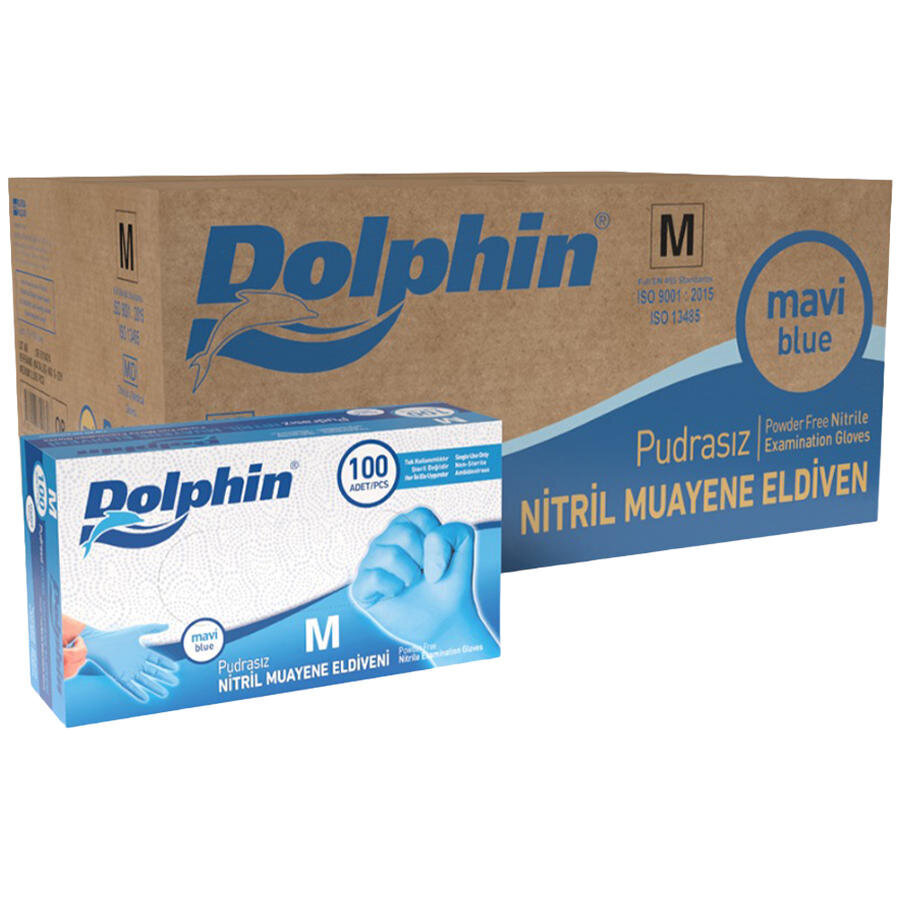 Dolphin Nitril Eldiven Medium Mavi 100'lü