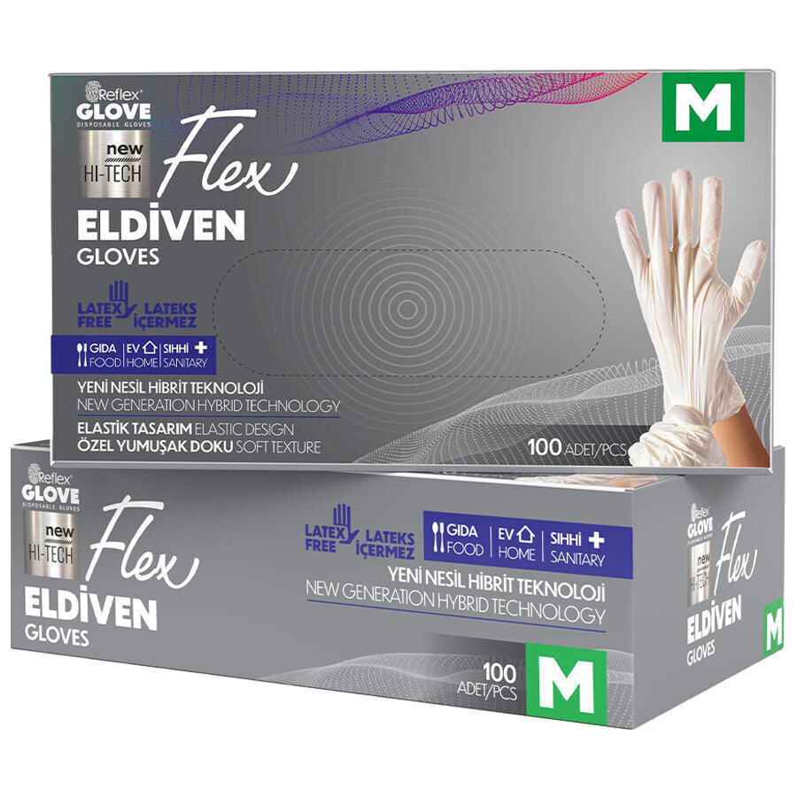 Flex Tpe Hibrit Eldiven Medium Beyaz 100'lü