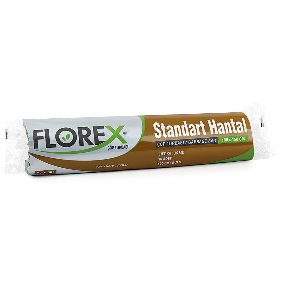 Florex Çöp Torbası Standart Hantal Boy 100 cm x 150 cm Siyah 10'lü Paket 