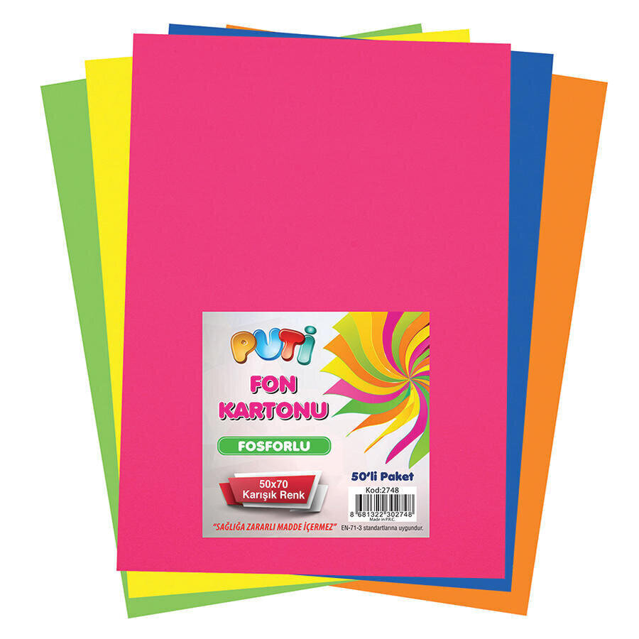 Fon Karton Fosforlu 25 cm x 35 cm 10 Renk
