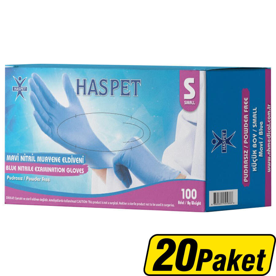 Has-pet Nitril Eldiven Mavi S 100'lü x 20 Paket - Koliyle Al Kazan