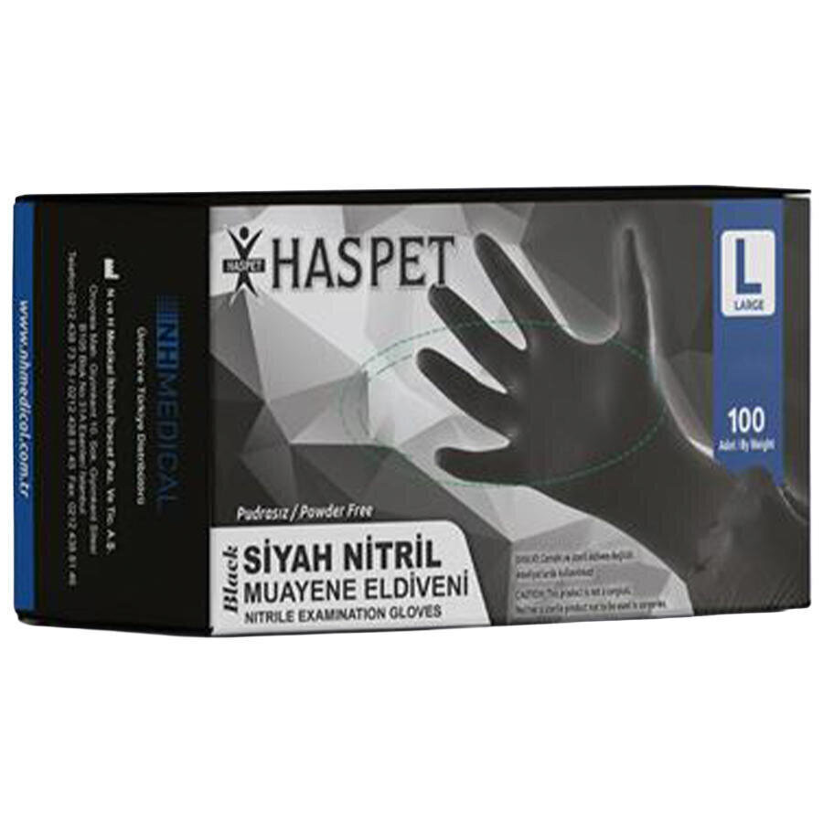 Has-pet Nitril Eldiven Siyah L 100'lü Paket