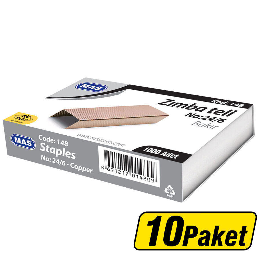Mas 148 Zımba Teli No: 24/6 Bakır 10'lu Paket