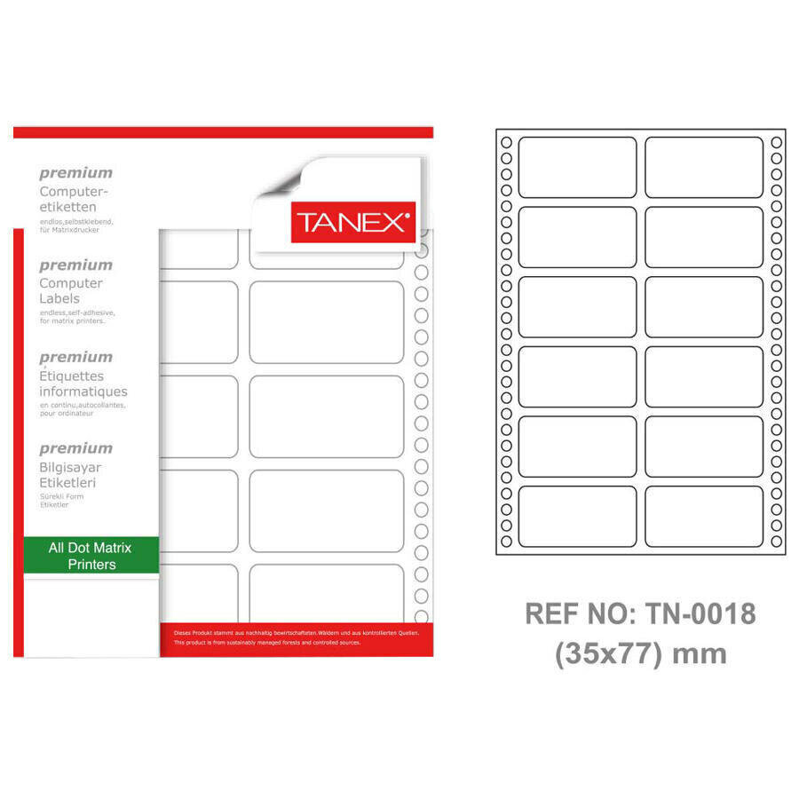 Tanex Tn-0018 Sürekli Form Etiketi 35 mm x 77 mm