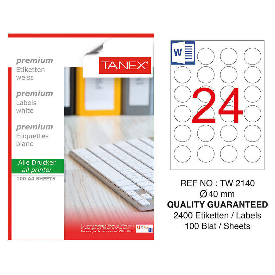 Tanex Tw-2140 Beyaz Etiket 40 mm