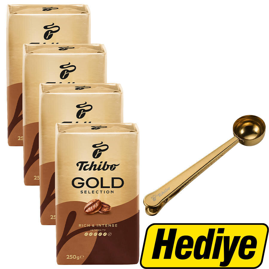 Tchibo Gold Selection Öğütülmüş Filtre Kahve 250 g x 4 Paket Alımında Ölçü Kaşığı Hediye