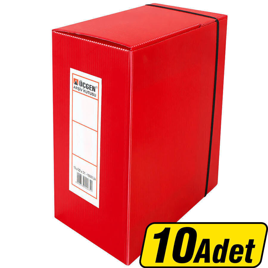 Üçgen Arşivleme Kutusu 22 x 31 x 13 cm Kırmızı 10'lu Paket